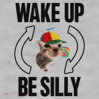 Wake Up Be Silly Repeat Cat Meme Cat Eat Rainbow Candy Ladies PosiCharge Tri-Blend Wicking Tank thumb 2