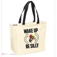Wake Up Be Silly Repeat Cat Meme Cat Eat Rainbow Candy Tote Bag thumb 2