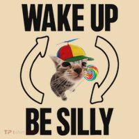 Wake Up Be Silly Repeat Cat Meme Cat Eat Rainbow Candy Tote Bag thumb 4