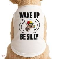 Wake Up Be Silly Repeat Cat Meme Cat Eat Rainbow Candy Doggie Tank thumb 0