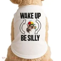 Wake Up Be Silly Repeat Cat Meme Cat Eat Rainbow Candy Doggie Tank thumb 0