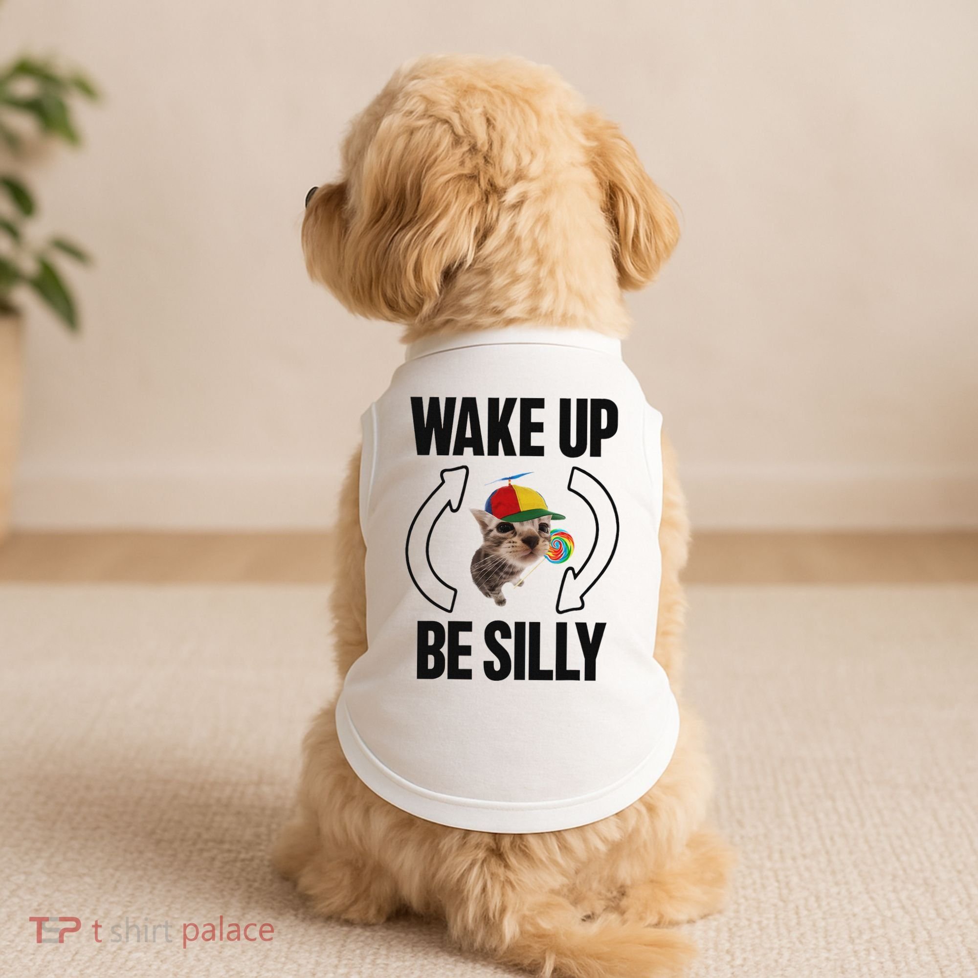 Wake Up Be Silly Repeat Cat Meme Cat Eat Rainbow Candy Doggie Tank