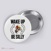 Wake Up Be Silly Repeat Cat Meme Cat Eat Rainbow Candy Button thumb 0
