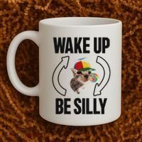 Wake Up Be Silly Repeat Cat Meme Cat Eat Rainbow Candy Coffee Mug thumb 2