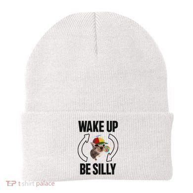 Wake Up Be Silly Repeat Cat Meme Cat Eat Rainbow Candy Beanie