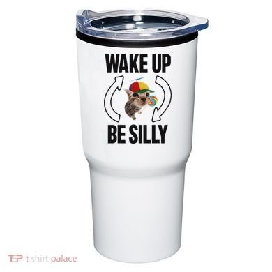 Wake Up Be Silly Repeat Cat Meme Cat Eat Rainbow Candy Tumbler