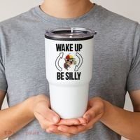 Wake Up Be Silly Repeat Cat Meme Cat Eat Rainbow Candy Tumbler thumb 2