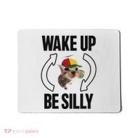 Wake Up Be Silly Repeat Cat Meme Cat Eat Rainbow Candy Mousepad thumb 0