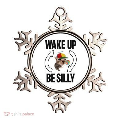 Wake Up Be Silly Repeat Cat Meme Cat Eat Rainbow Candy Ornament