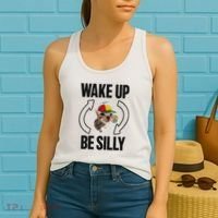 Wake Up Be Silly Repeat Cat Meme Cat Eat Rainbow Candy Women's Tank Top thumb 2