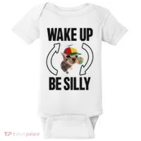 Wake Up Be Silly Repeat Cat Meme Cat Eat Rainbow Candy Baby Bodysuit thumb 0