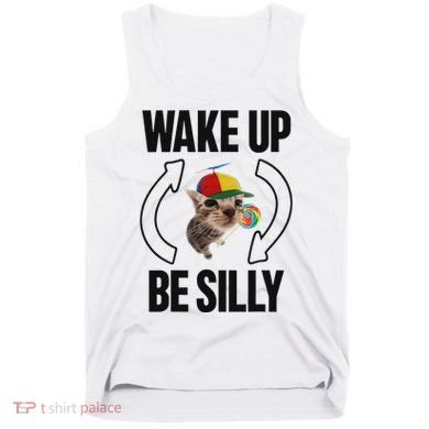 Wake Up Be Silly Repeat Cat Meme Cat Eat Rainbow Candy Tank Top
