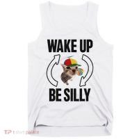 Wake Up Be Silly Repeat Cat Meme Cat Eat Rainbow Candy Tank Top thumb 0