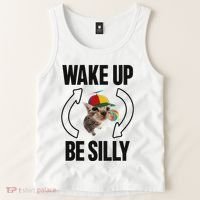 Wake Up Be Silly Repeat Cat Meme Cat Eat Rainbow Candy Tank Top thumb 2