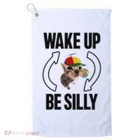 Wake Up Be Silly Repeat Cat Meme Cat Eat Rainbow Candy Golf Towel thumb 0