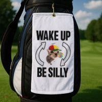 Wake Up Be Silly Repeat Cat Meme Cat Eat Rainbow Candy Golf Towel thumb 2