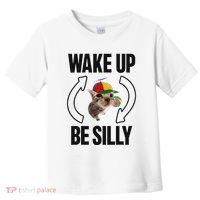 Wake Up Be Silly Repeat Cat Meme Cat Eat Rainbow Candy Toddler T-Shirt thumb 0