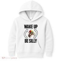 Wake Up Be Silly Repeat Cat Meme Cat Eat Rainbow Candy Kids Hoodie thumb 0