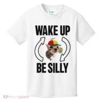 Wake Up Be Silly Repeat Cat Meme Cat Eat Rainbow Candy Kids T-Shirt thumb 0