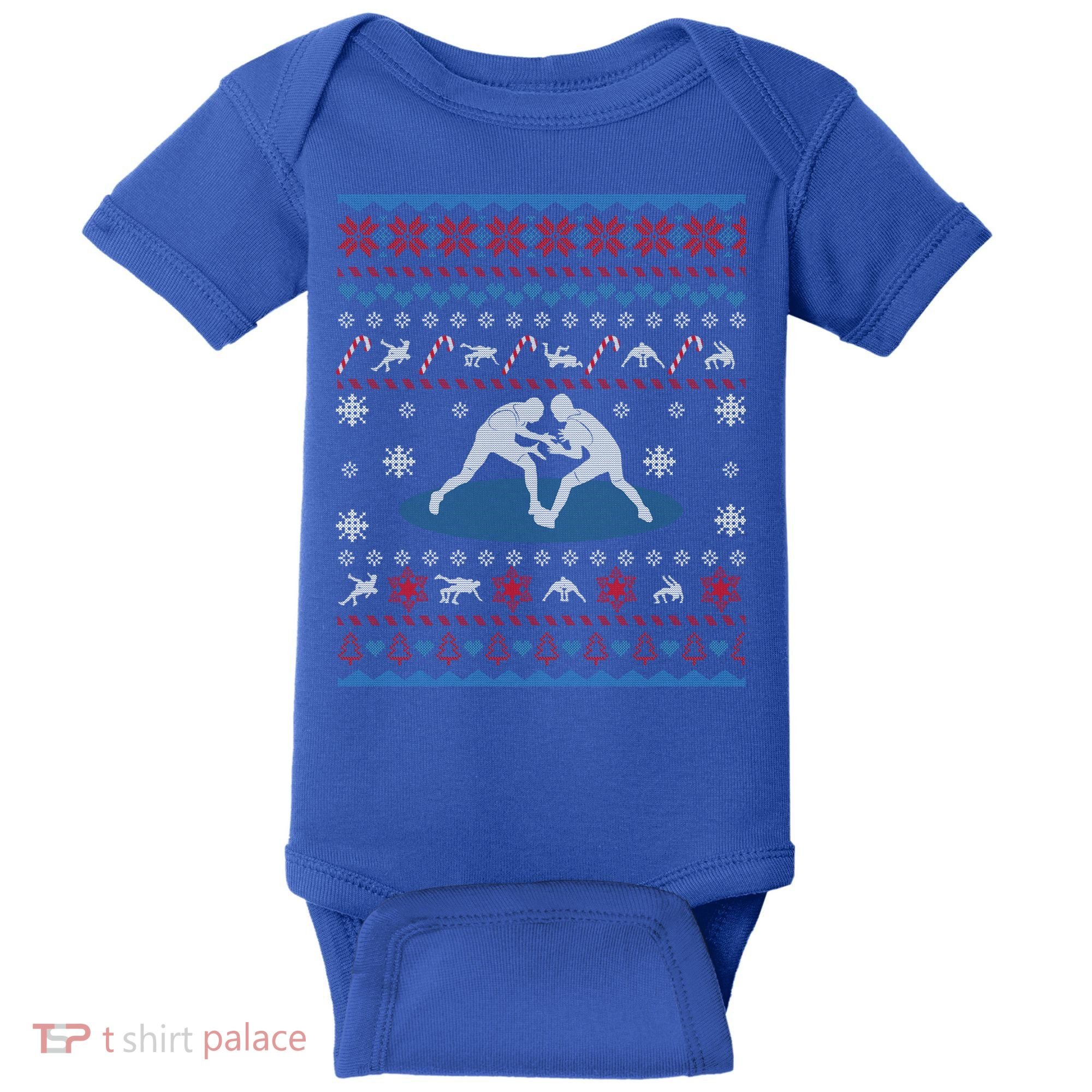 Wrestling Ugly Christmas Sweater Funny Funny Gift For Wrestler Gift Baby Bodysuit