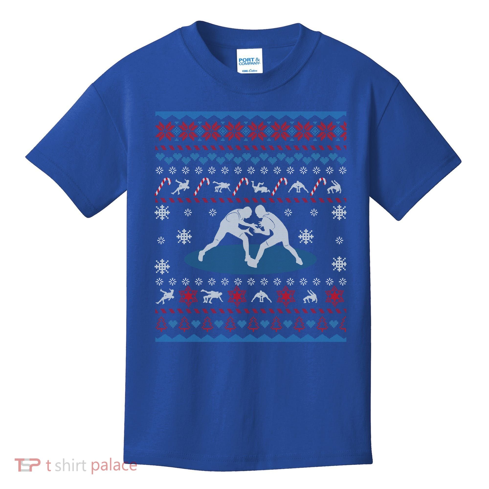 Wrestling Ugly Christmas Sweater Funny Funny Gift For Wrestler Gift Kids T-Shirt