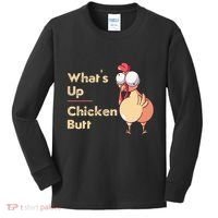 WhatS Up Chicken Butt Funny Quotes Sayings Joke Word Pun Kids Long Sleeve Shirt thumb 0