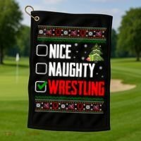 Wrestling Ugly Christmas Cute Gift Golf Towel thumb 1