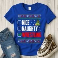 Wrestling Ugly Christmas Cute Gift Women's T-Shirt thumb 3