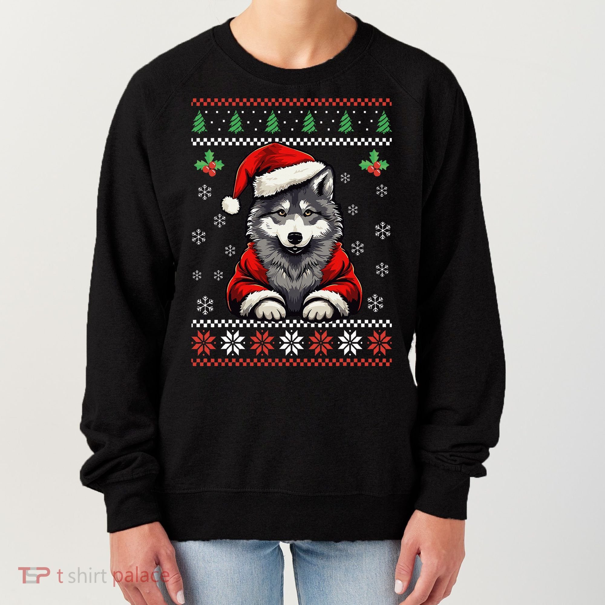Wolf Ugly Christmas Sweater Wolves Xmas Women's Sweatshirt