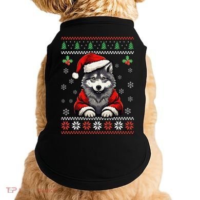 Wolf Ugly Christmas Sweater Wolves Xmas Doggie Tank
