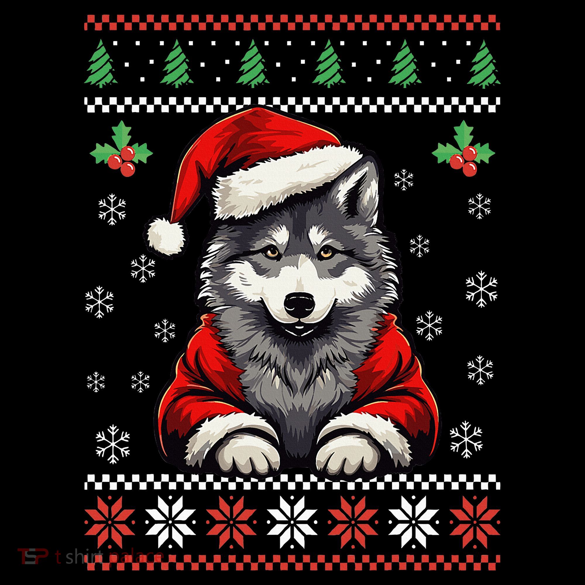 Wolf Ugly Christmas Sweater Wolves Xmas Long Sleeve Shirt