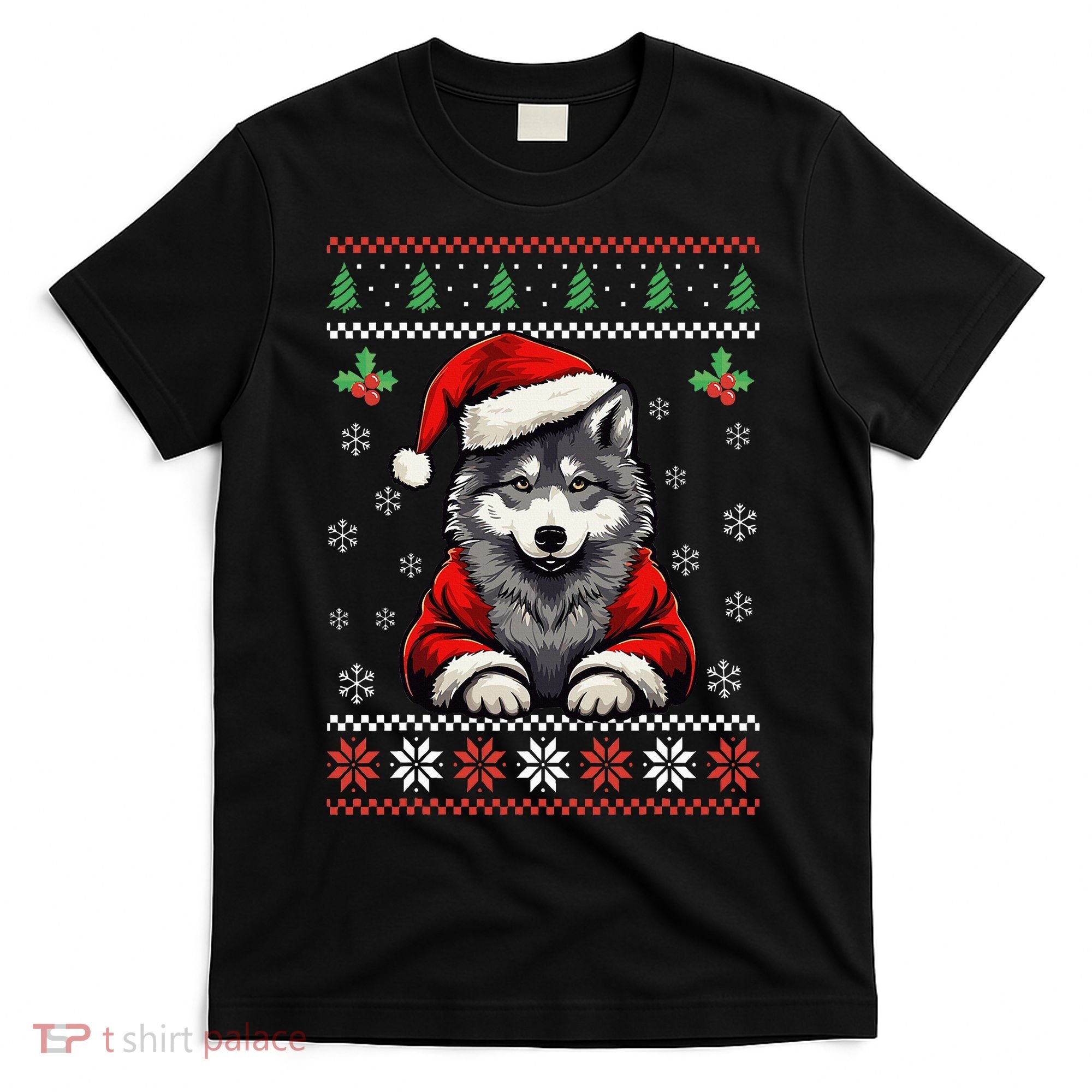 Wolf Ugly Christmas Sweater Wolves Xmas T-Shirt
