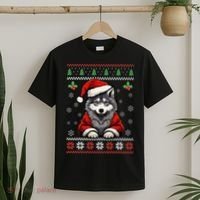 Wolf Ugly Christmas Sweater Wolves Xmas T-Shirt thumb 2
