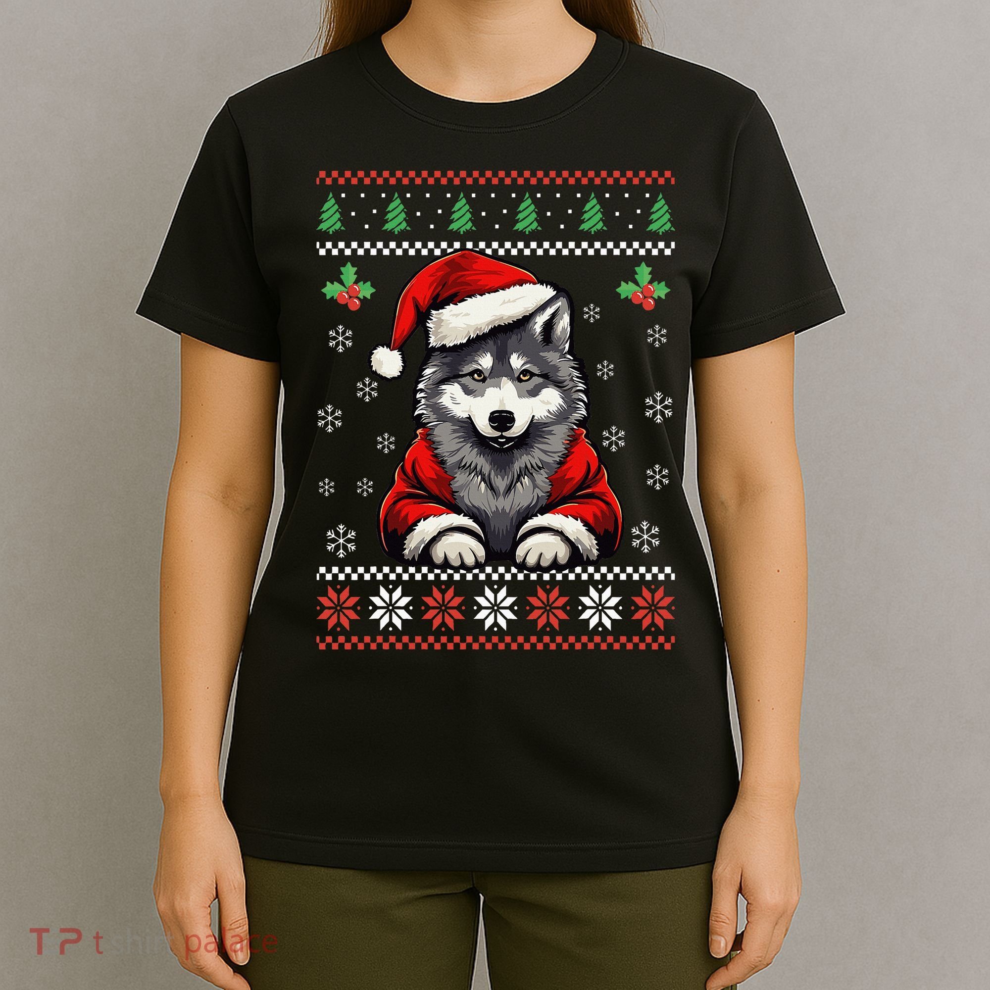 Wolf Ugly Christmas Sweater Wolves Xmas T-Shirt