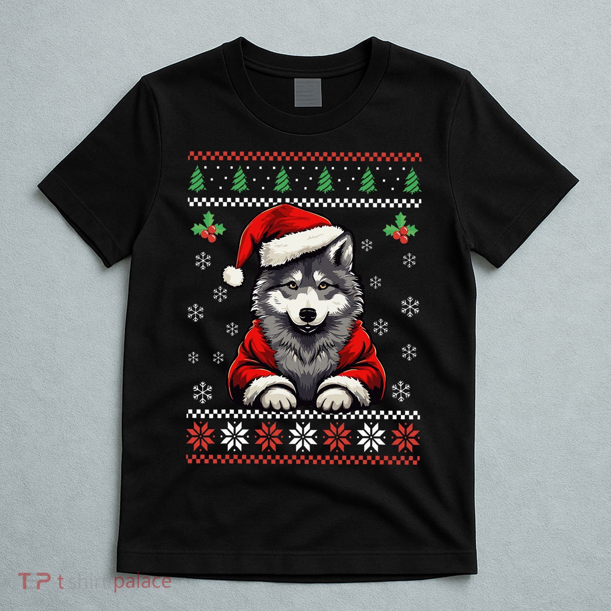 Wolf Ugly Christmas Sweater Wolves Xmas T-Shirt