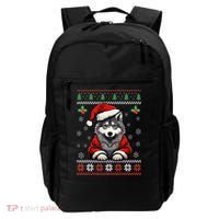 Wolf Ugly Christmas Sweater Wolves Xmas Backpack thumb 0