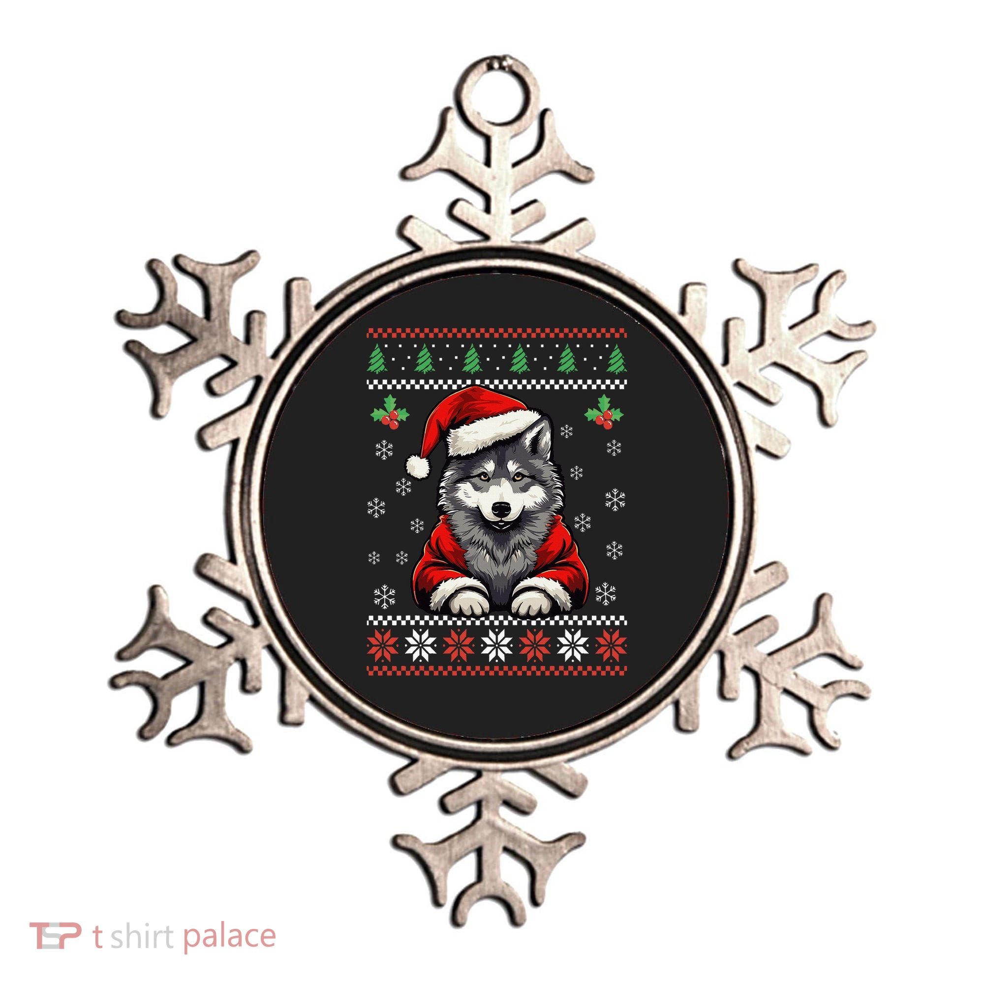 Wolf Ugly Christmas Sweater Wolves Xmas Ornament