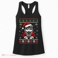 Wolf Ugly Christmas Sweater Wolves Xmas Women's Tank Top thumb 0