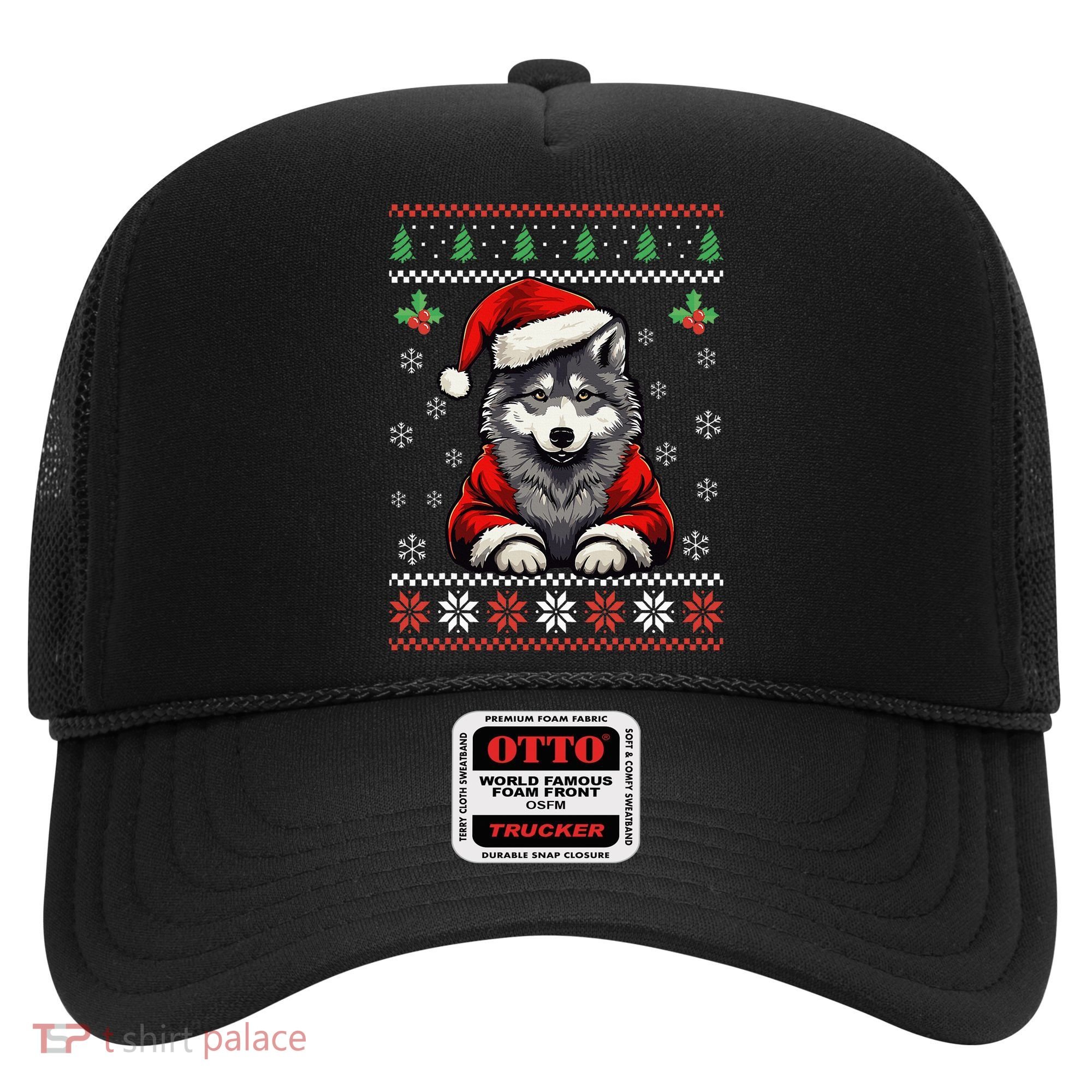 Wolf Ugly Christmas Sweater Wolves Xmas Hat