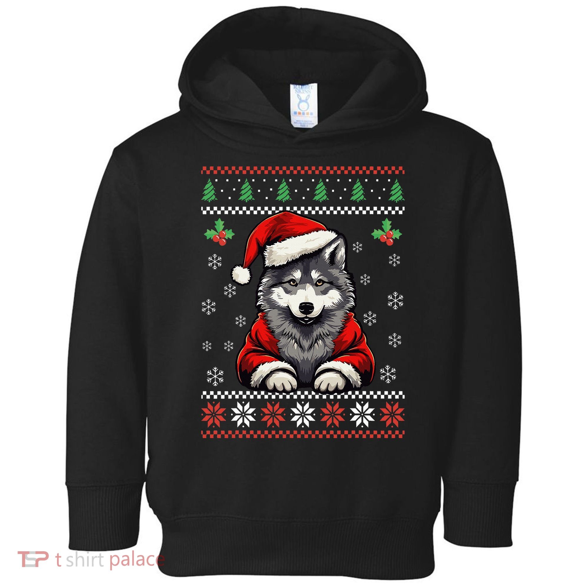 Wolf Ugly Christmas Sweater Wolves Xmas Toddler Hoodie