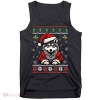 Wolf Ugly Christmas Sweater Wolves Xmas Tank Top thumb 0