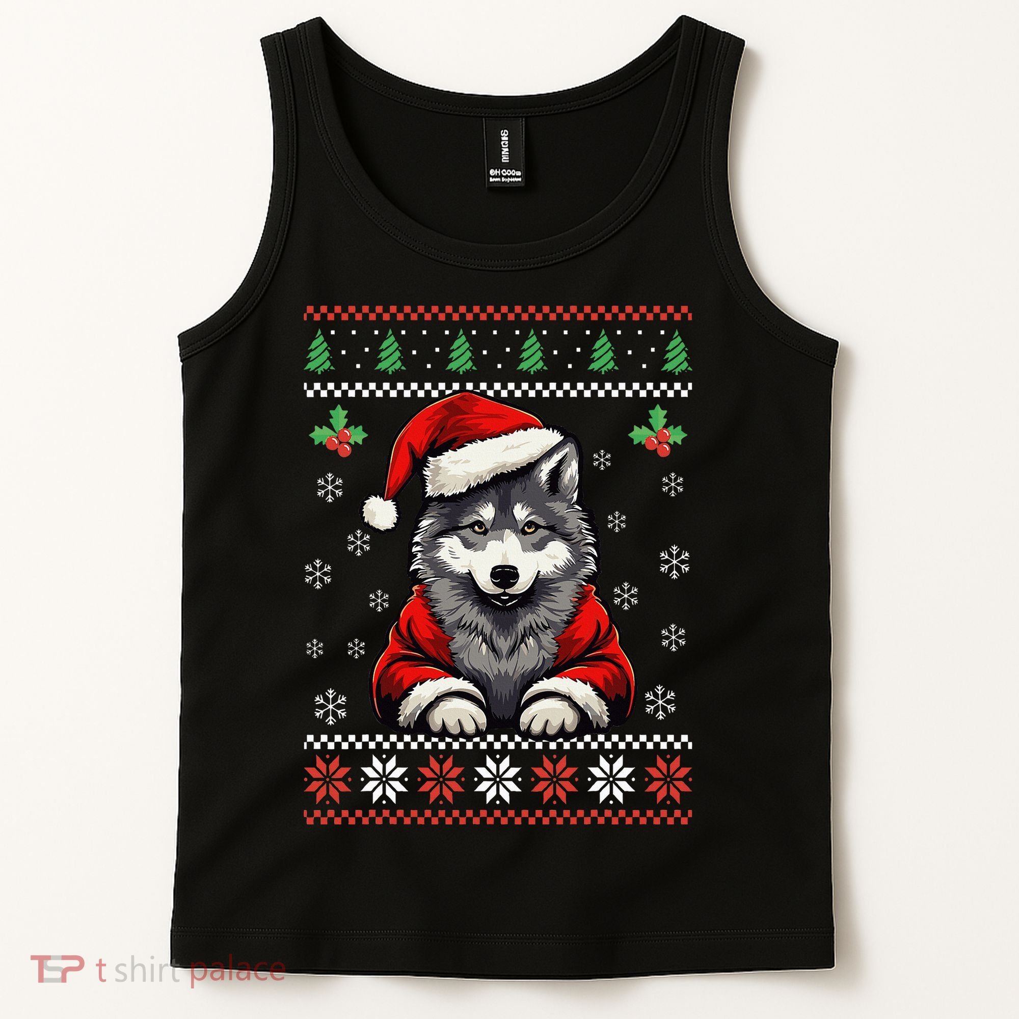 Wolf Ugly Christmas Sweater Wolves Xmas Tank Top