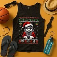 Wolf Ugly Christmas Sweater Wolves Xmas Tank Top thumb 4