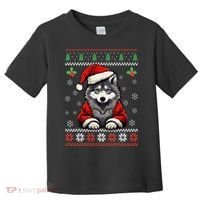 Wolf Ugly Christmas Sweater Wolves Xmas Toddler T-Shirt thumb 0