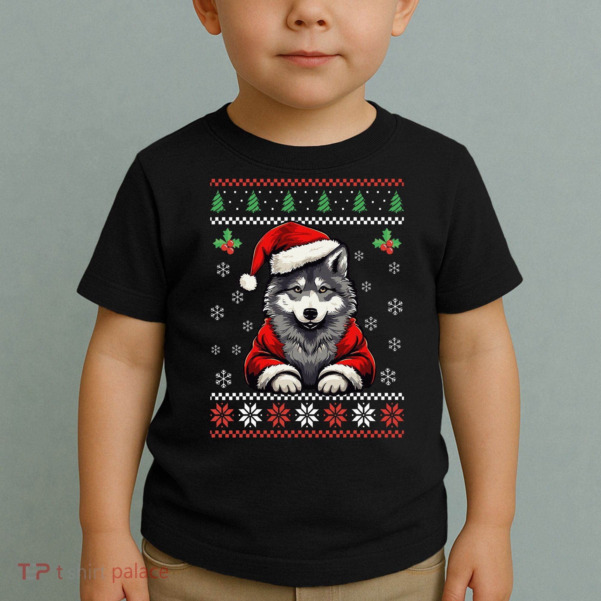 Wolf Ugly Christmas Sweater Wolves Xmas Toddler T-Shirt