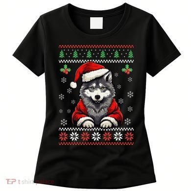 Wolf Ugly Christmas Sweater Wolves Xmas Women's T-Shirt