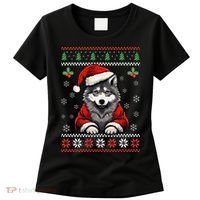 Wolf Ugly Christmas Sweater Wolves Xmas Women's T-Shirt thumb 0