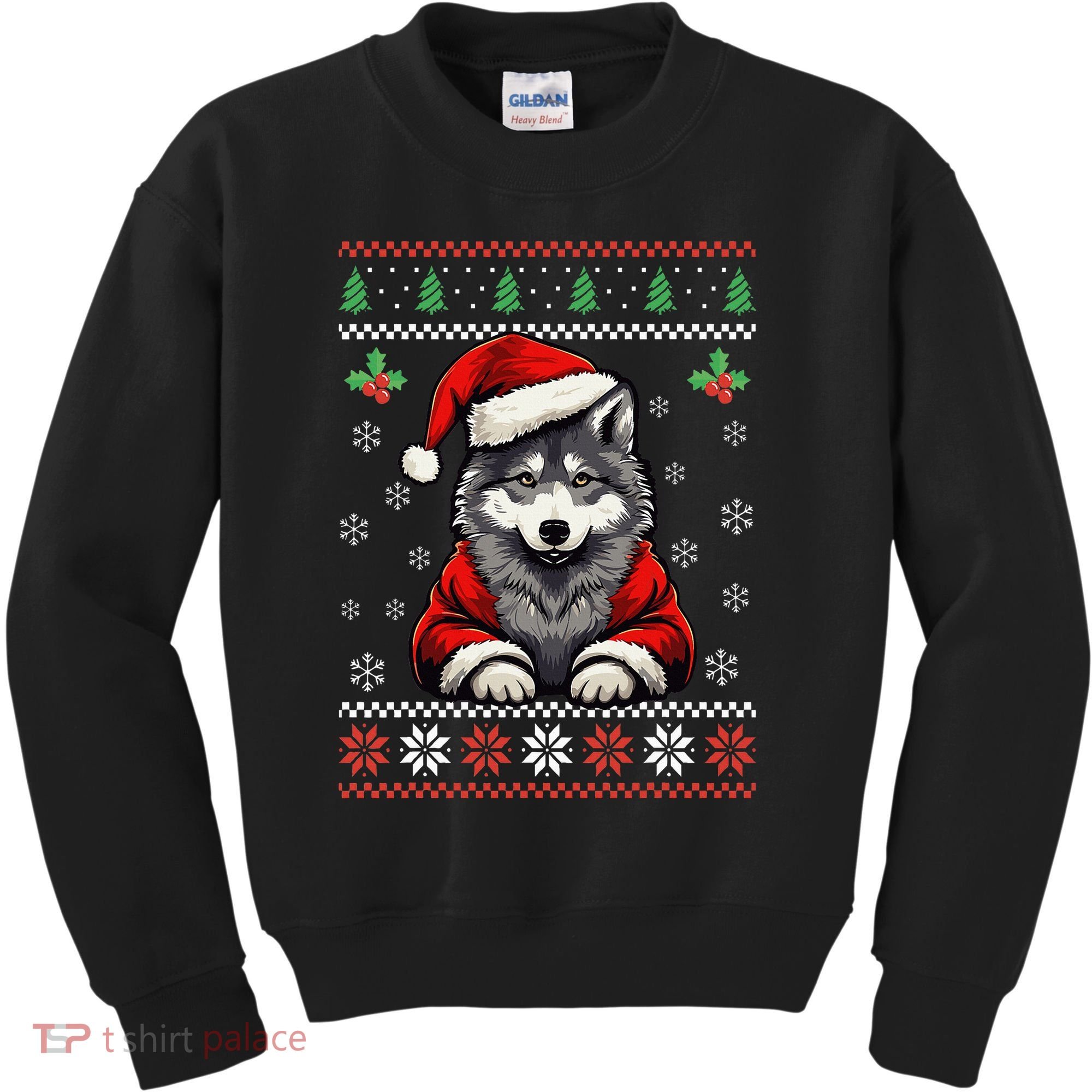 Wolf Ugly Christmas Sweater Wolves Xmas Kids Sweatshirt