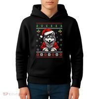Wolf Ugly Christmas Sweater Wolves Xmas Kids Hoodie thumb 4