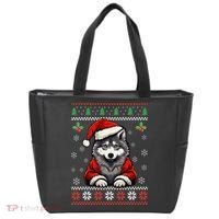 Wolf Ugly Christmas Sweater Wolves Xmas Tote Bag thumb 0